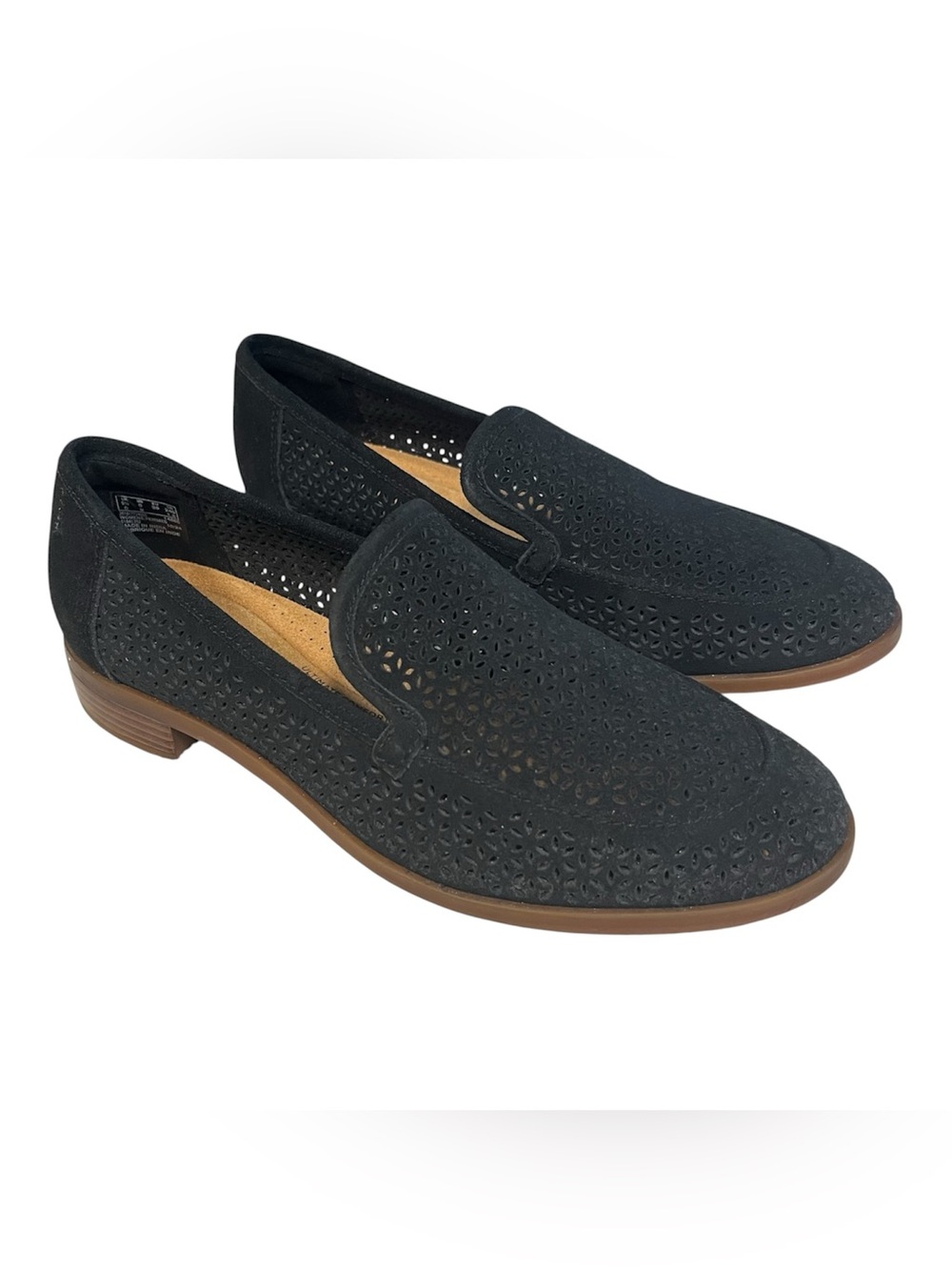 NEW Clarks Trish Cove Black Suede Womens Sz 8 Slip on Comfort Loafer Shoes